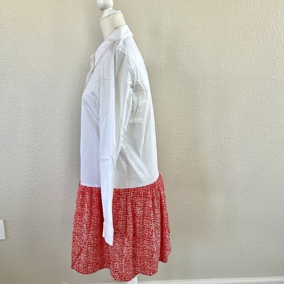 Diane Von Furstenberg DVF Sz Large Alison Drop Waist White & Red Pleated Dress - Picture 7 of 16